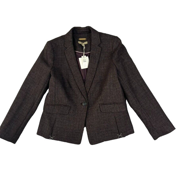 Talbots Blazer Womens Size 8 P Purple Tweed Woven in Italy Wool Blend Career - Picture 1 of 10